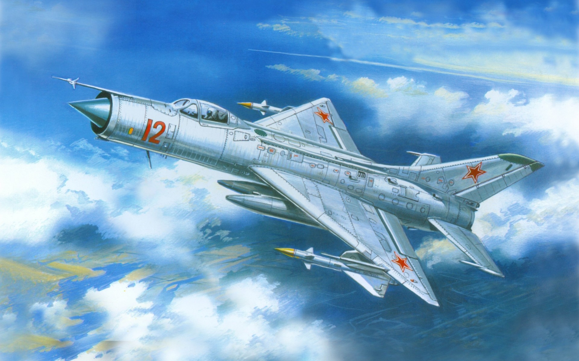 art fighter mig-21f multi-purpose sky soviet