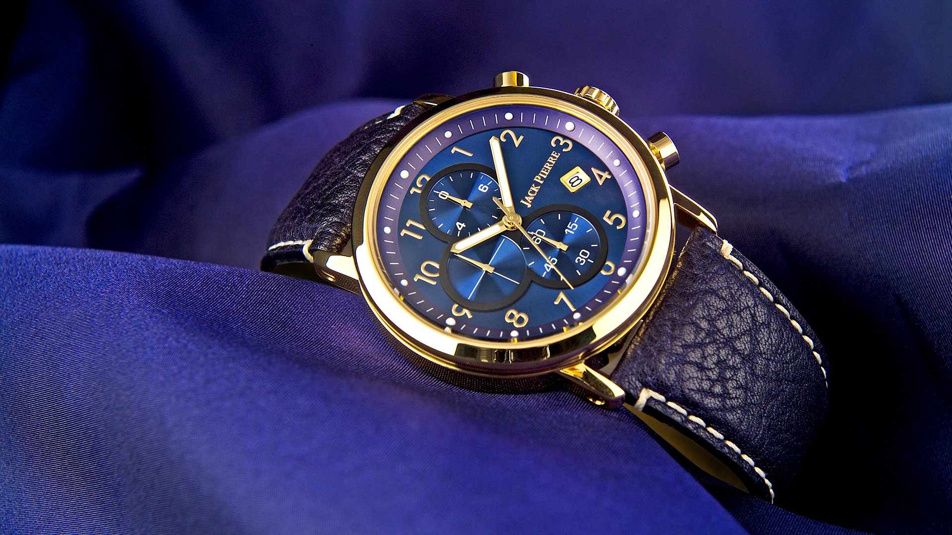 orologio oro blu tessuto metallo