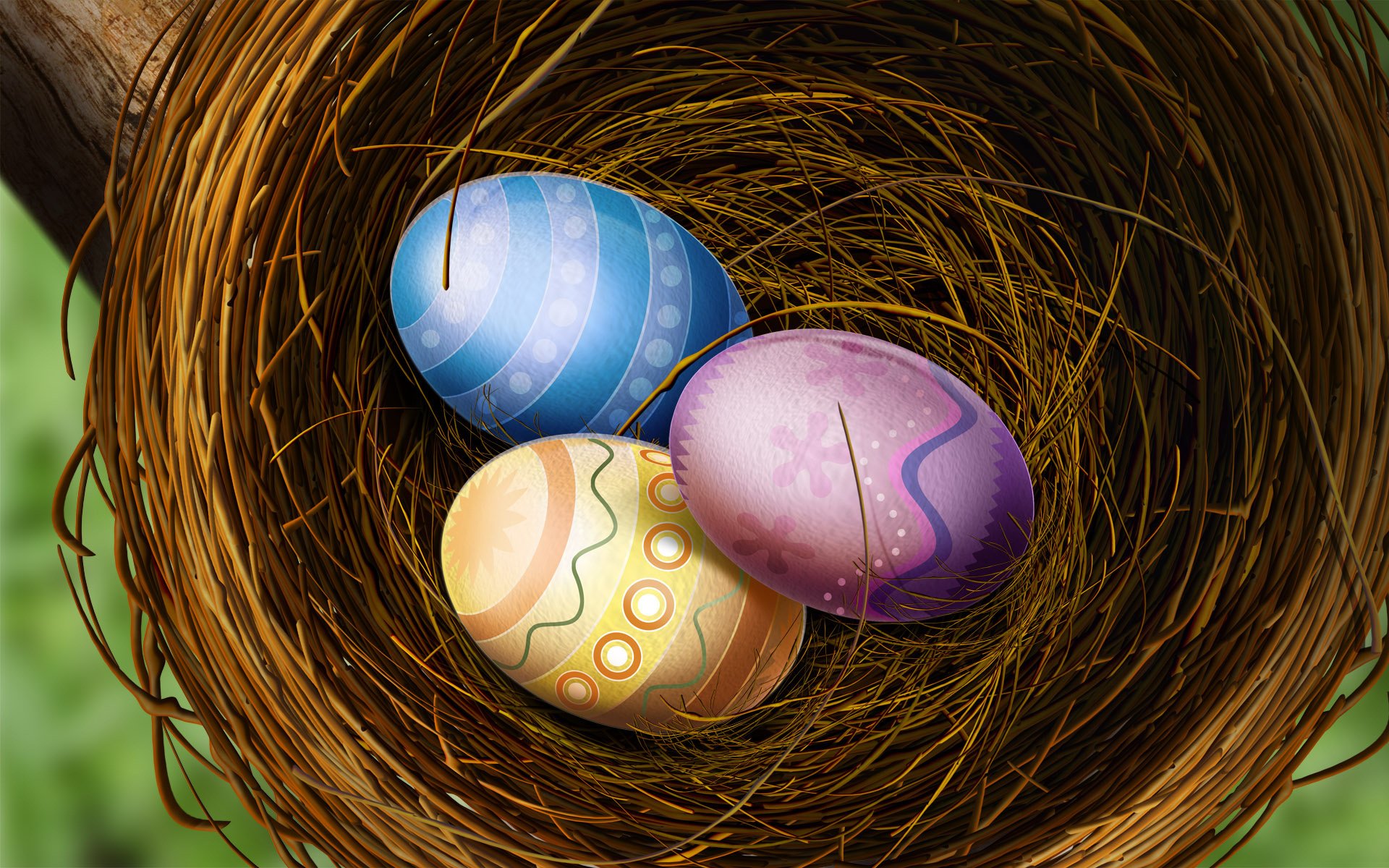 wicker basket colored eggs socket easter