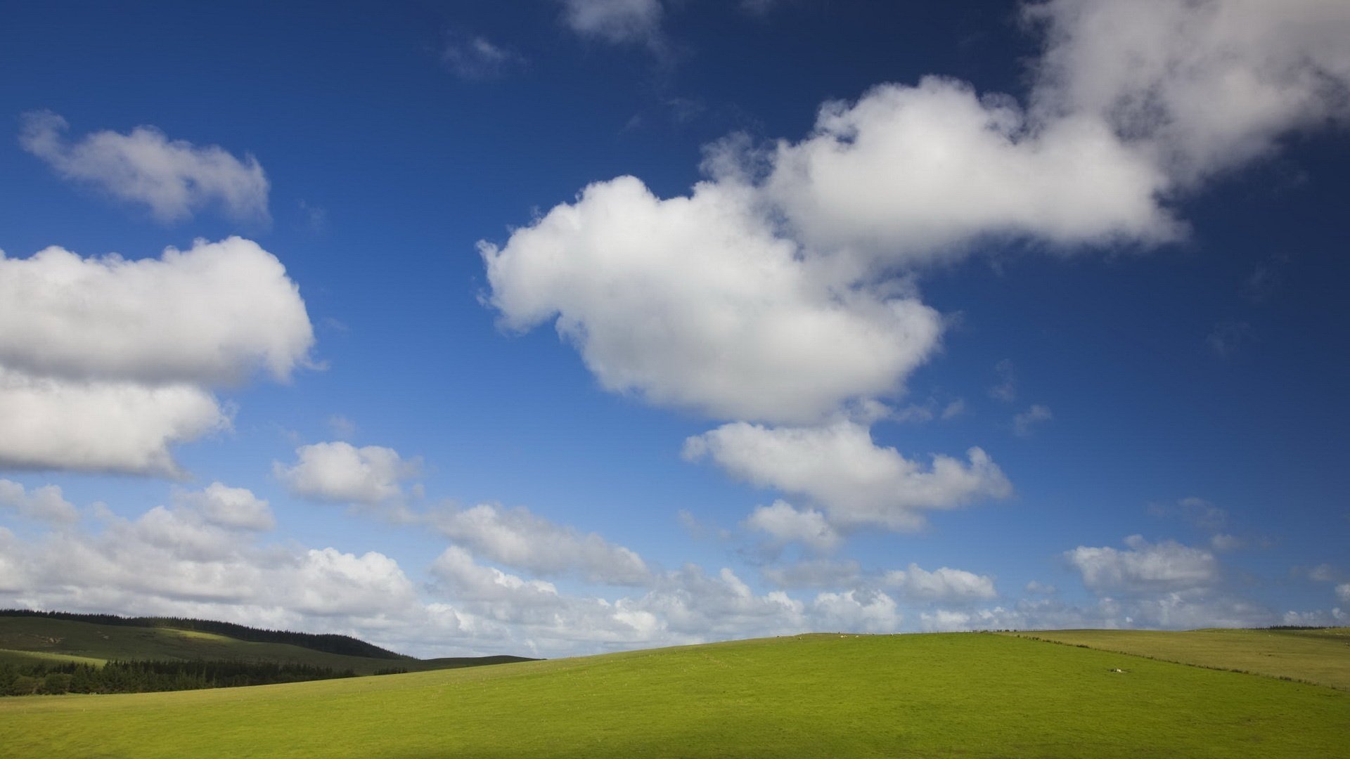 clouds pasture greens the sky field hills meadow nature