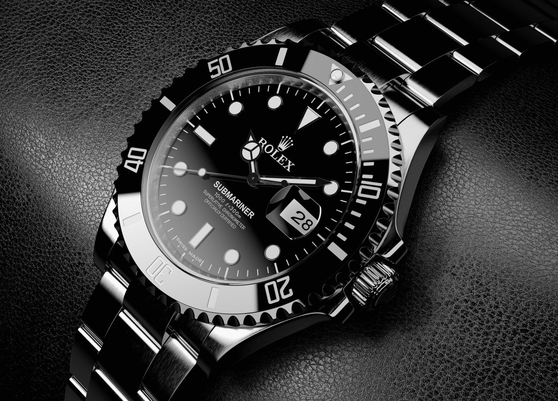 титан часы rolex черный серебряный элегантный черная кожа