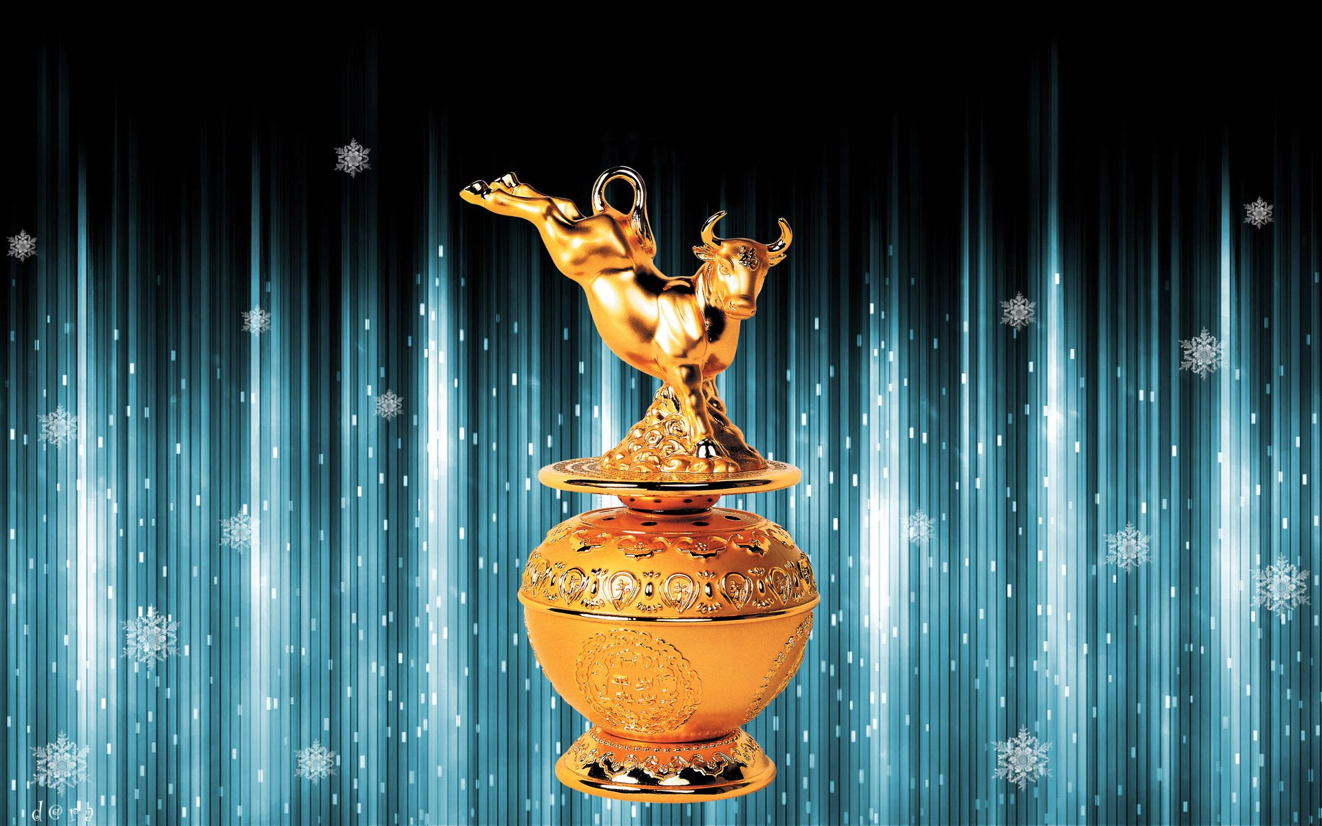 cup bull snowflakes taurus gold