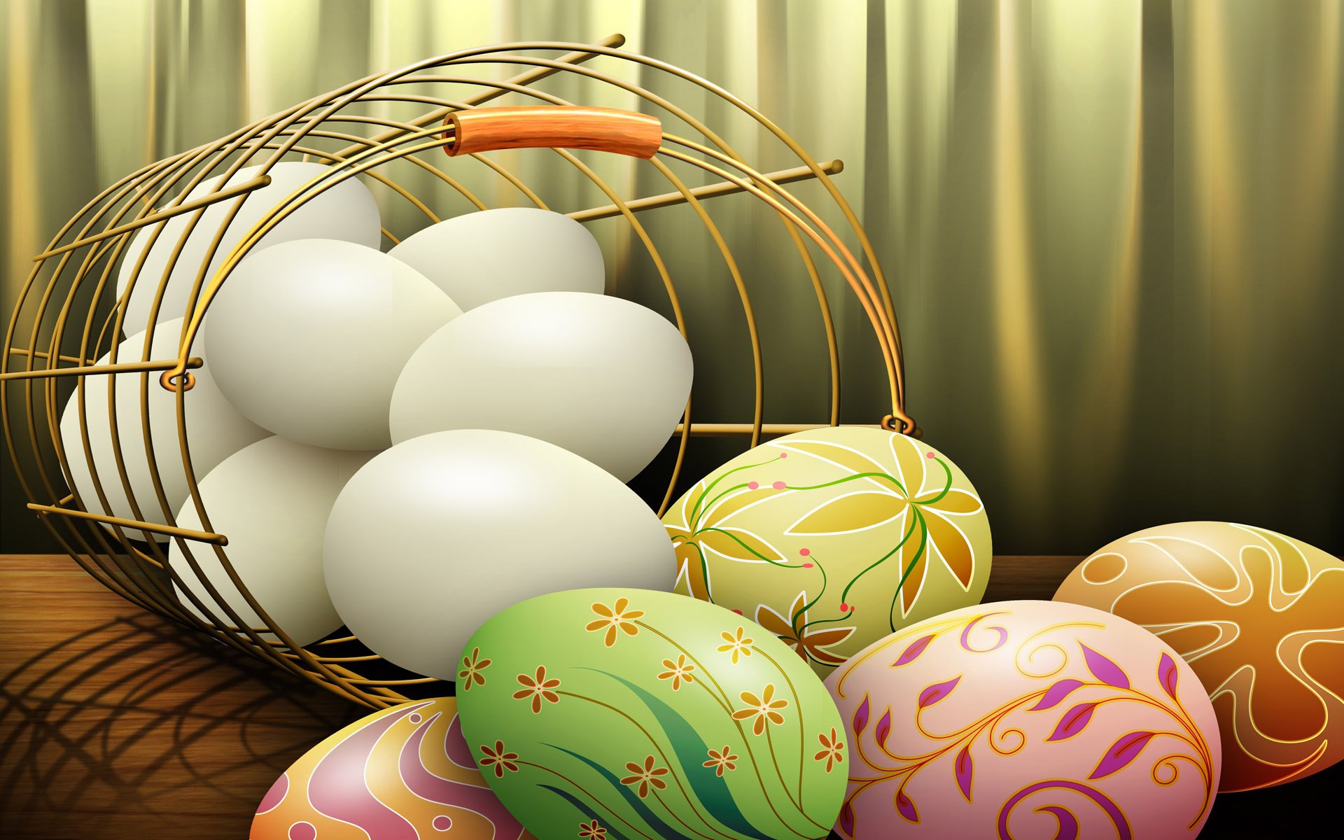 testicles basket eggs easter holiday drawings table background