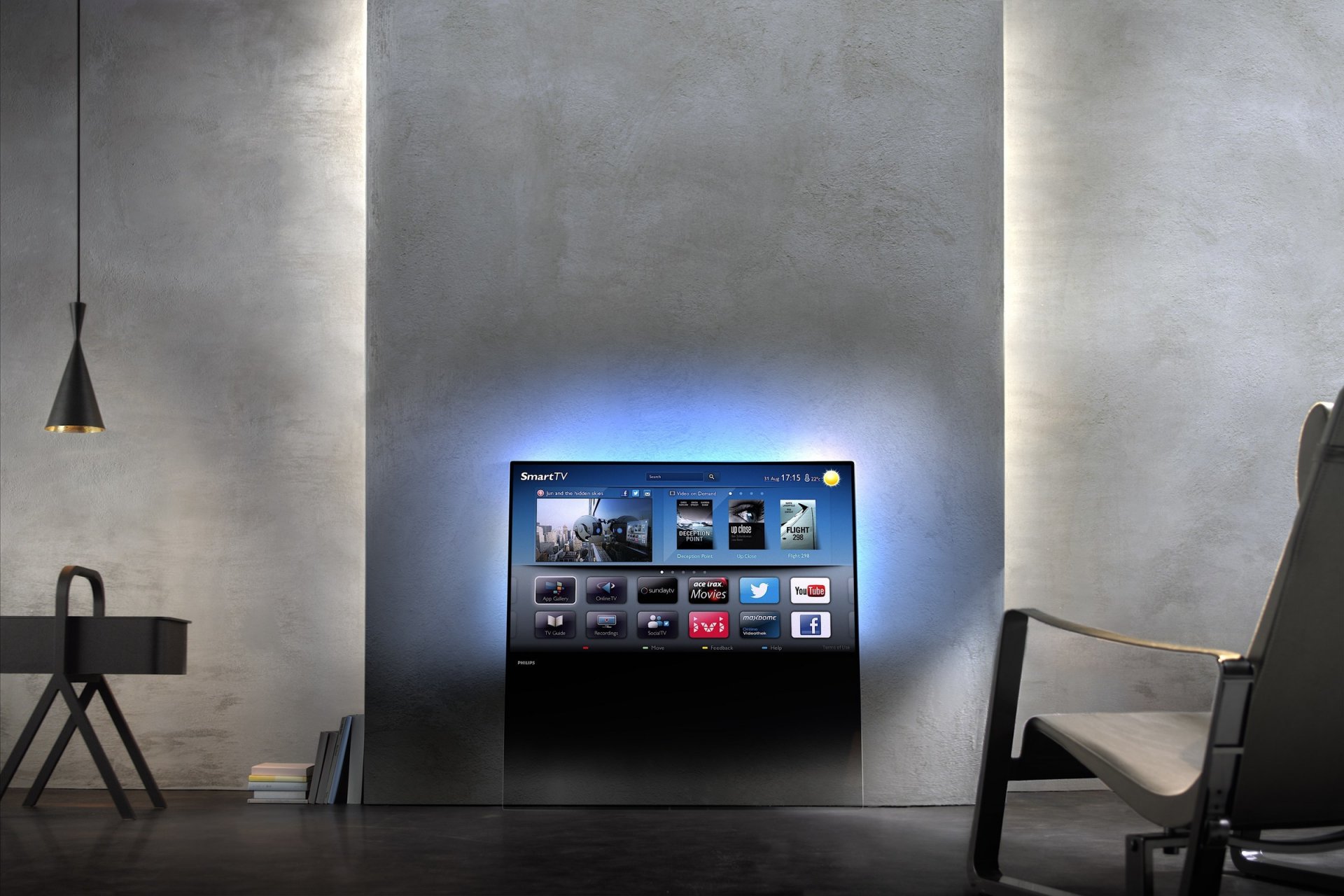 philips designline tv tv interno parete poltrona