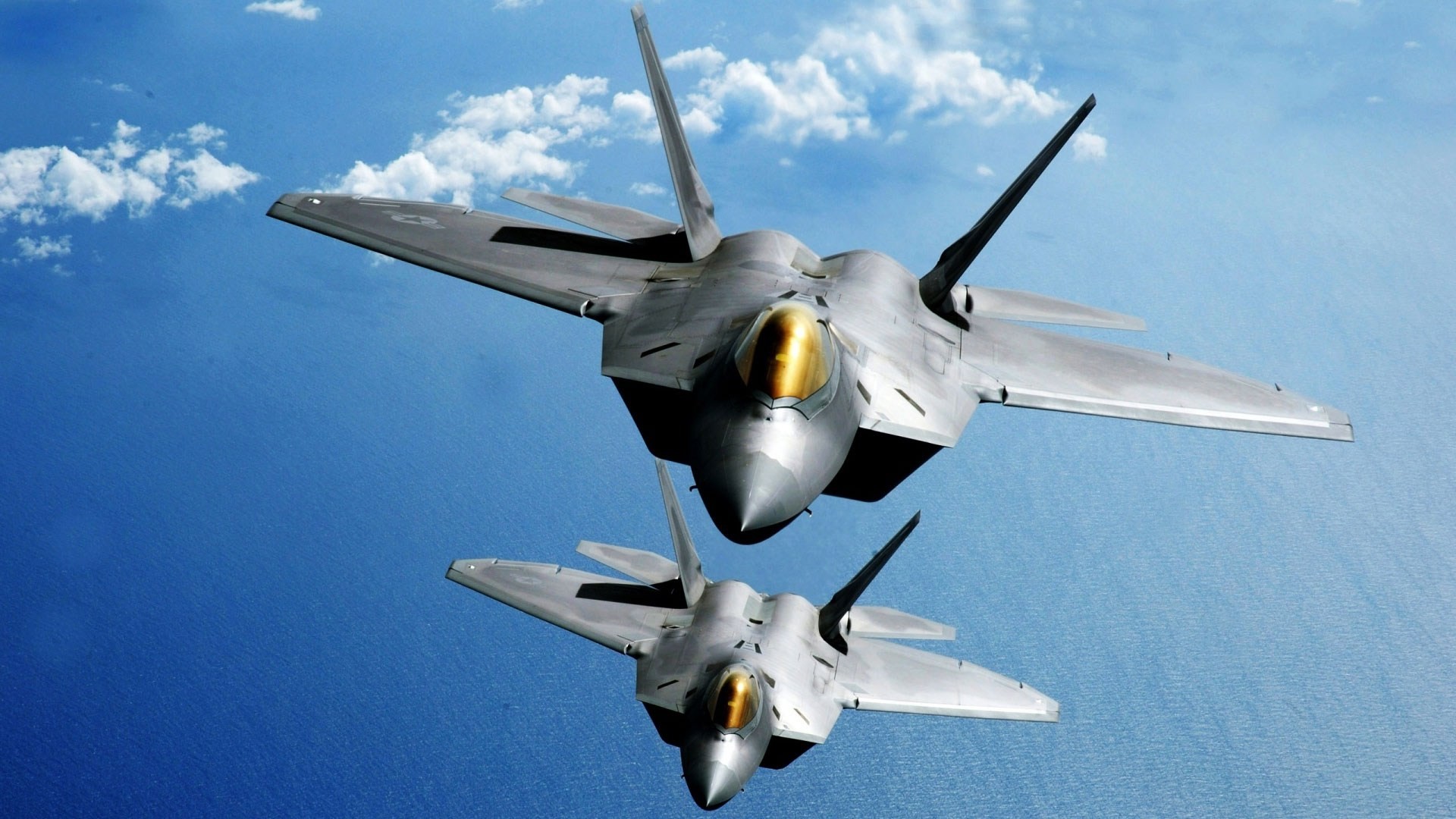 raptor avion combattant ciel océan f-22 militaire deux