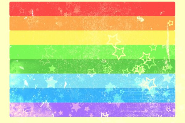 Rainbow. flag. bright colors. stars on the rainbow