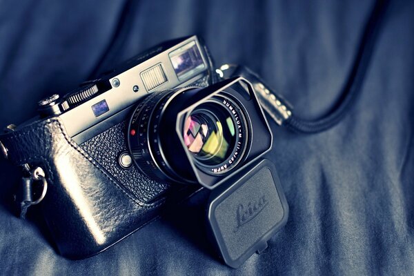 Single-lens reflex camera on a beautiful background