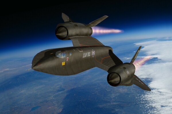 Flugzeug Lockheed sr -71 hoch am Himmel über der Erde