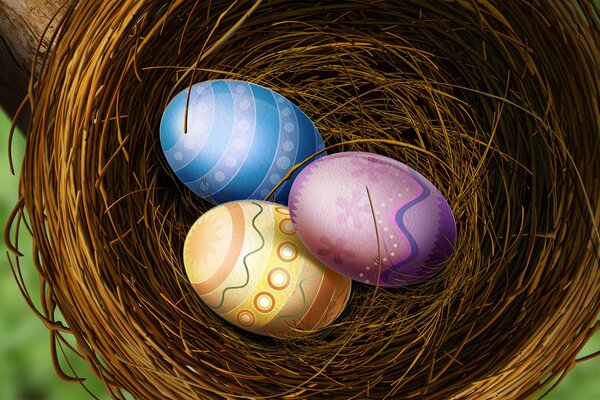 Huevos multicolores símbolo de vacaciones de Pascua