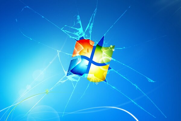 Windows operating system with a broken screen