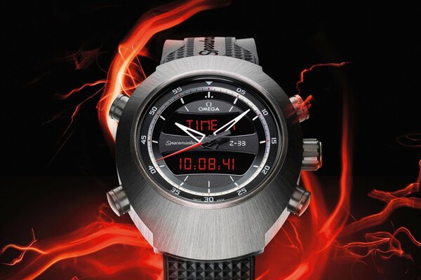 Omega wristwatch on a black background