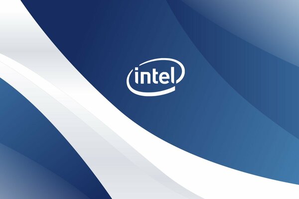 El logotipo del procesador Intel sobre un fondo azul y blanco en forma de ondas