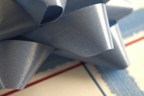 Blue bow on the gift box