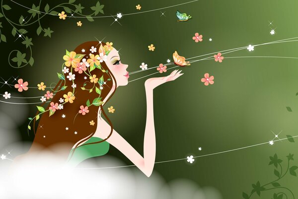 Fairy with flowers in her hair