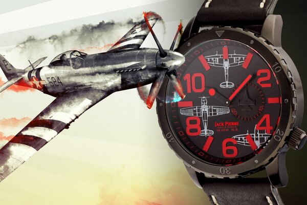 Orologio Rosso Jack Pierre con aereo