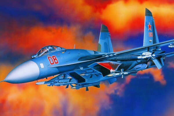 Russischer Kampfjet der Su-27-Luftwaffe