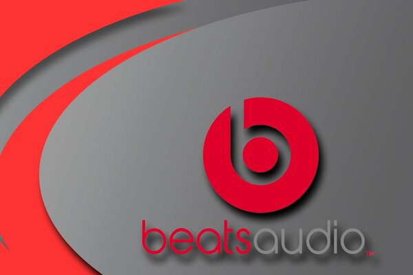 Beats audio Logo ist rot und grau hinterlegt