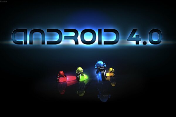 Android 4. 0 in Rot, Grün, gelb und Blau