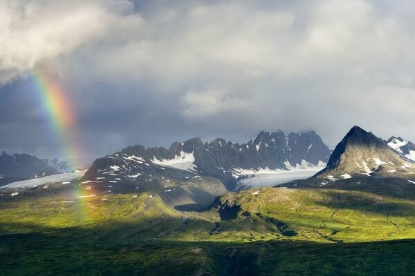 Rainbow in the mountains after the rain