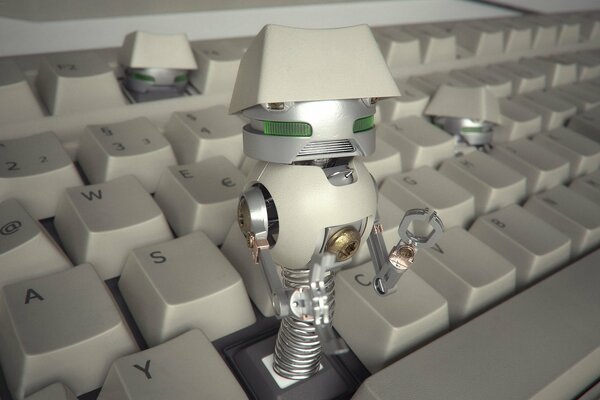 Robot espía que aparece desde el teclado