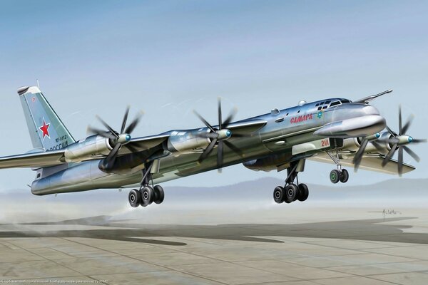 Flugzeug Tu-95ms an der Startbahn