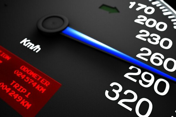 Speedometer data with blue arrow