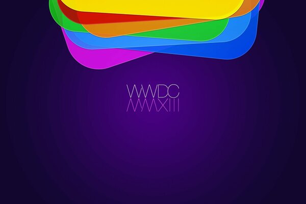 WWDC logo multicolore su sfondo viola