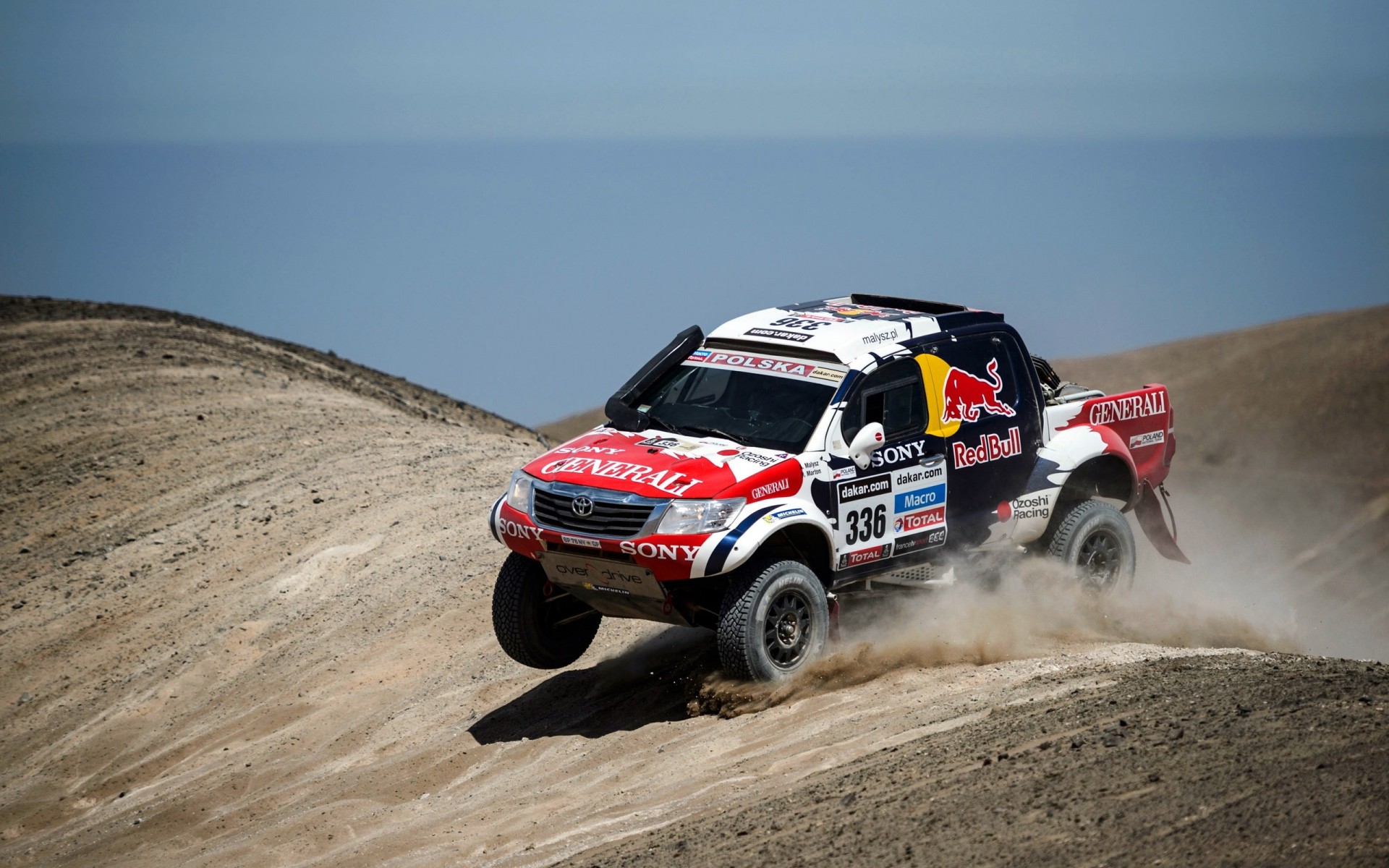 to dakar dust toyota sky rally front sand