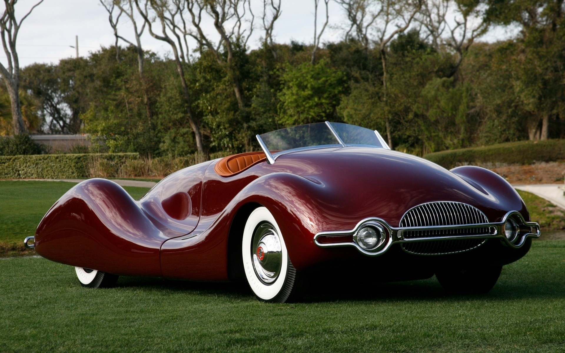 buick streamliner piękny samochód bordowy przód 1949 retro