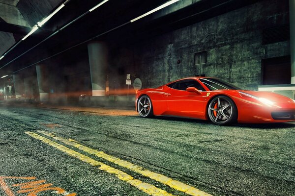 Supercar rouge ferrari 458 italia