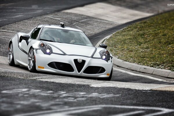 Alfa Romeo 4c Spider on the race track