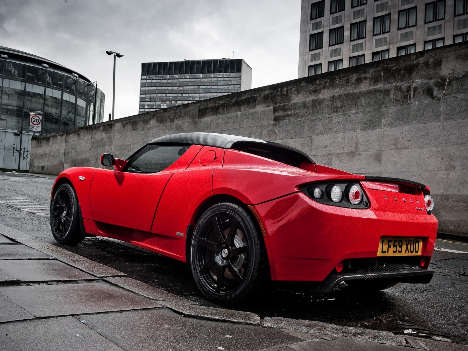 droga tesla roadster samochód samochody czerwony samochody sport