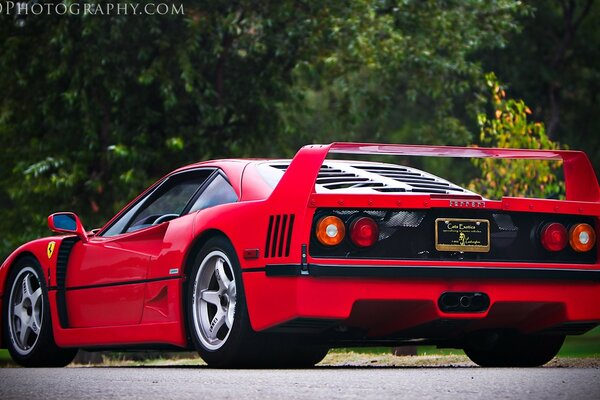 Red ferrari car, on the road