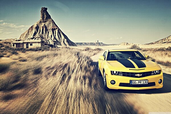 Fond d écran Camaro à la vitesse dans le désert