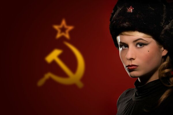 The girl in the earflaps is a symbol of the USSR