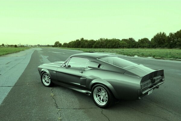 Classic car on a country road