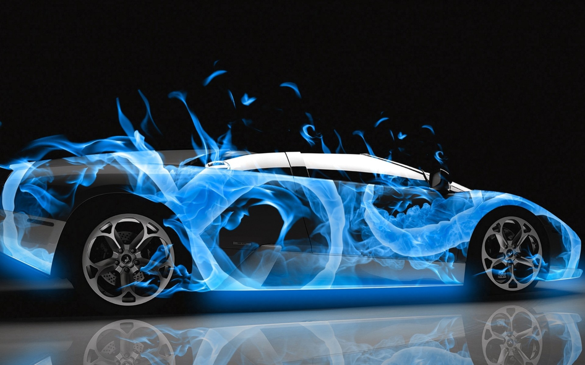 auto blau flamme lamborghini