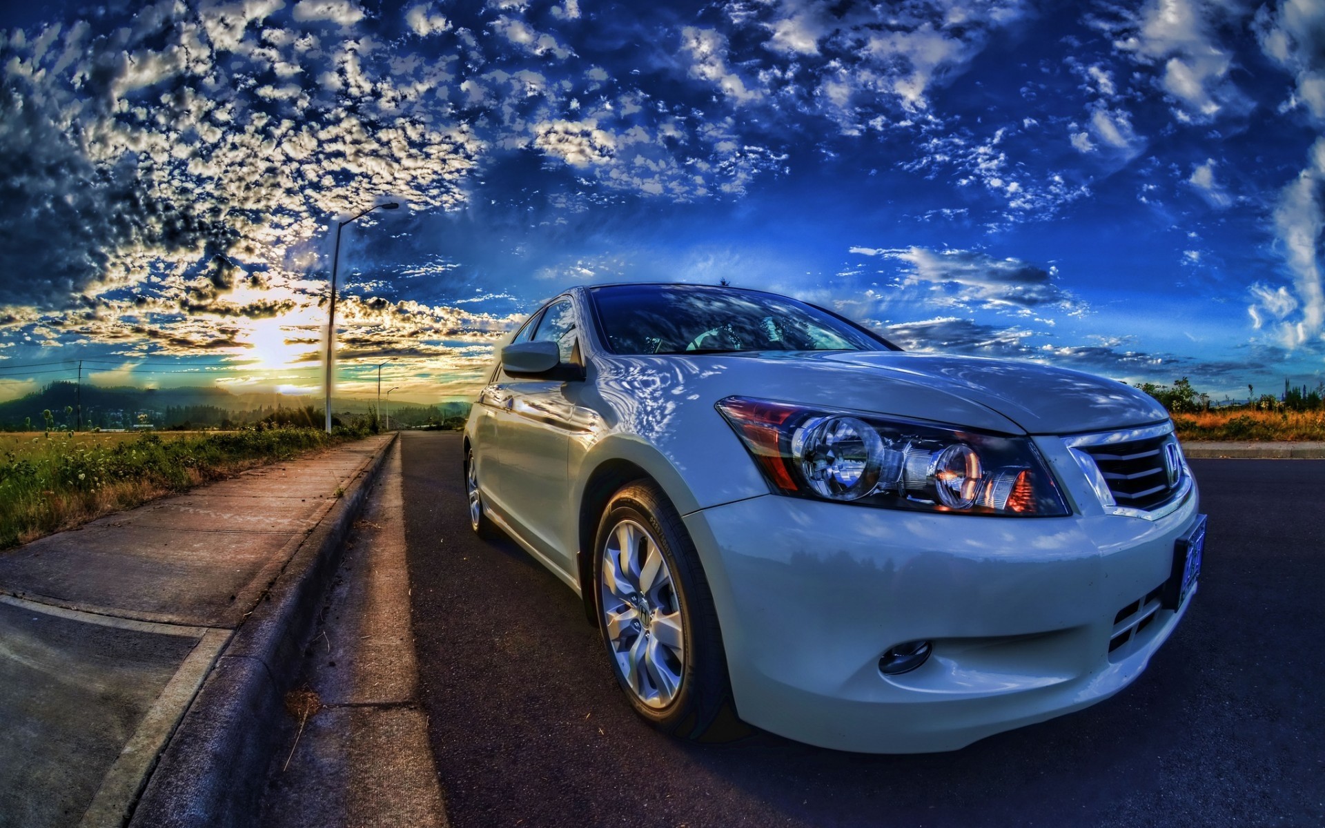 himmel sonnenuntergang straße auto wolke 2010 blau weiß honda accord