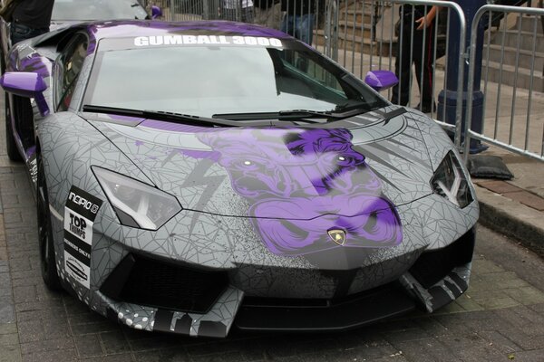 Lamborghini Aventador with purple coloring