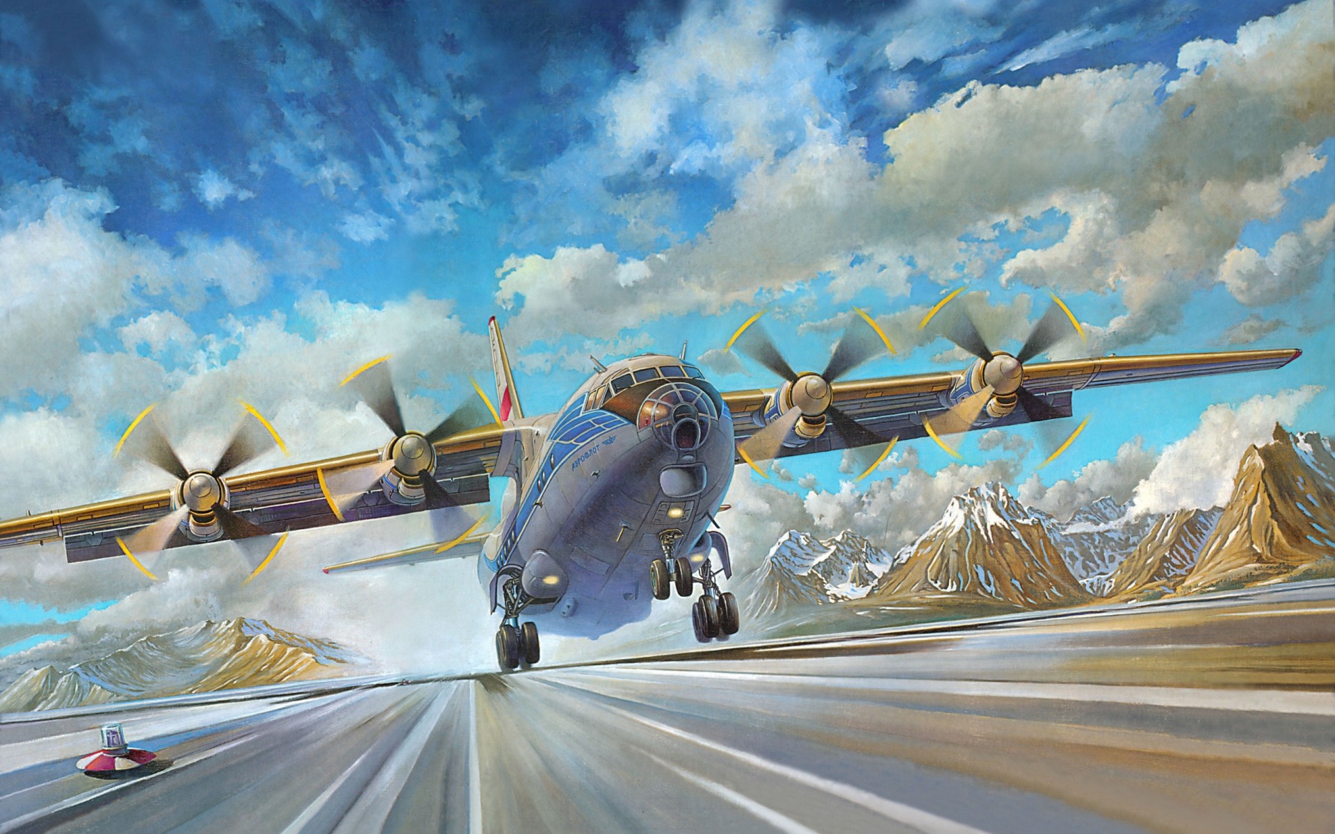 plane art aviation an-12bk freight soviet