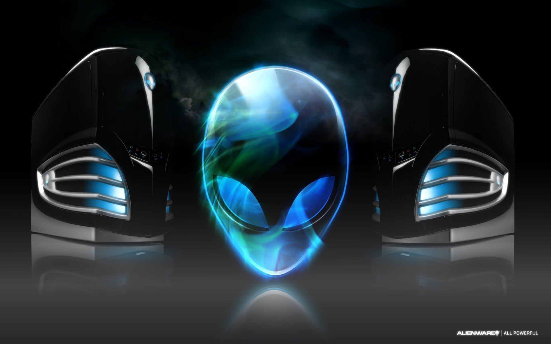 alienware marca testa alieno unità di sistema nebbia