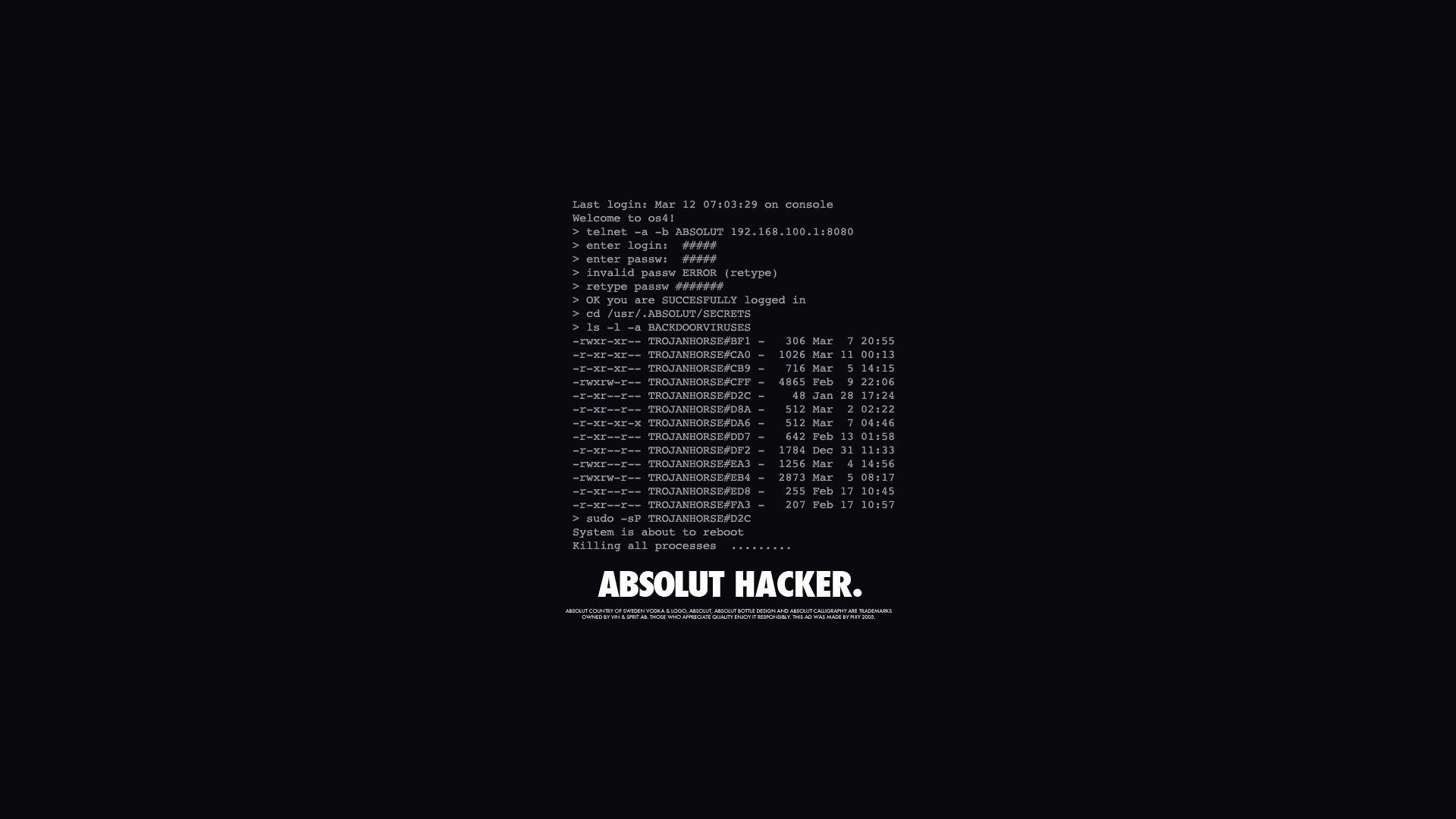 absolut hacker letters words inscription black