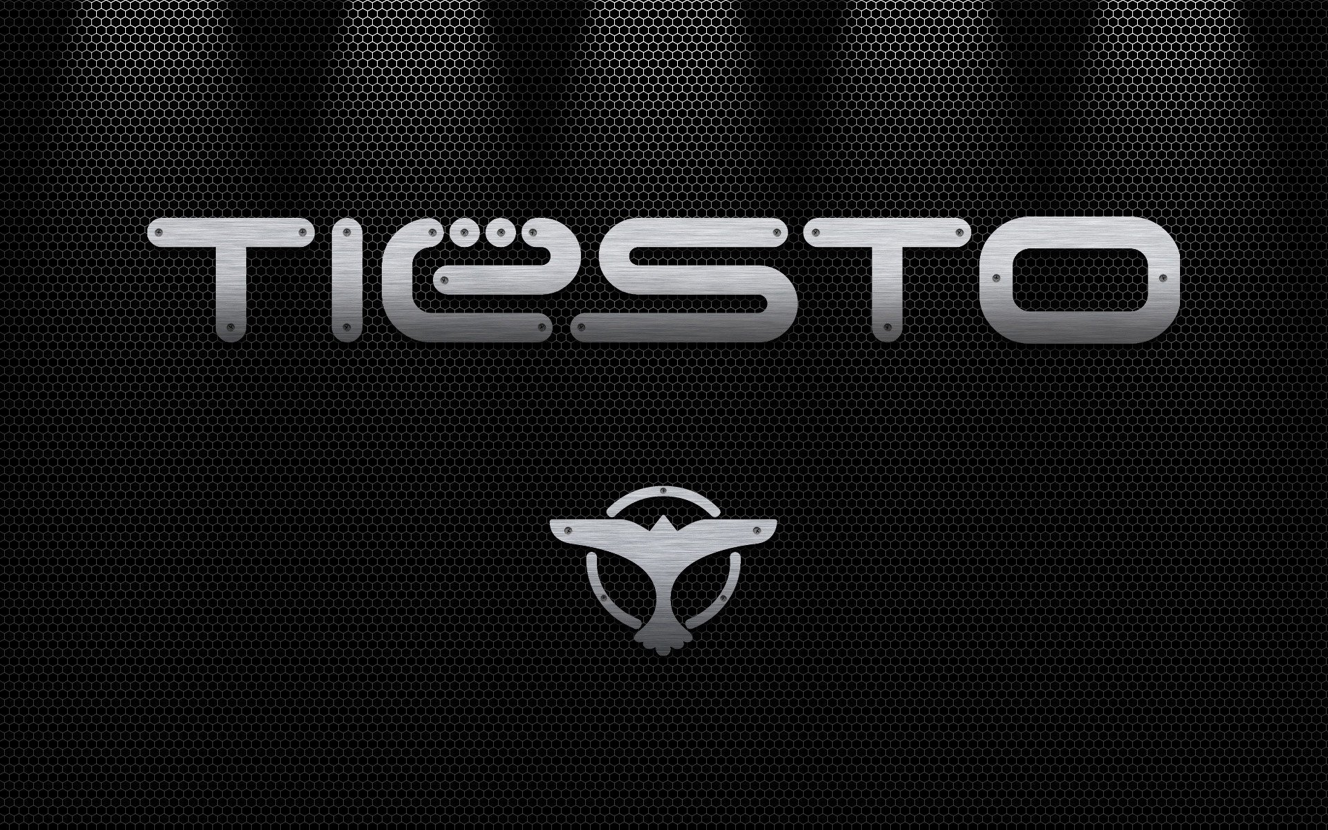 tiesto mur gris dj inscription emblème logo gris fond