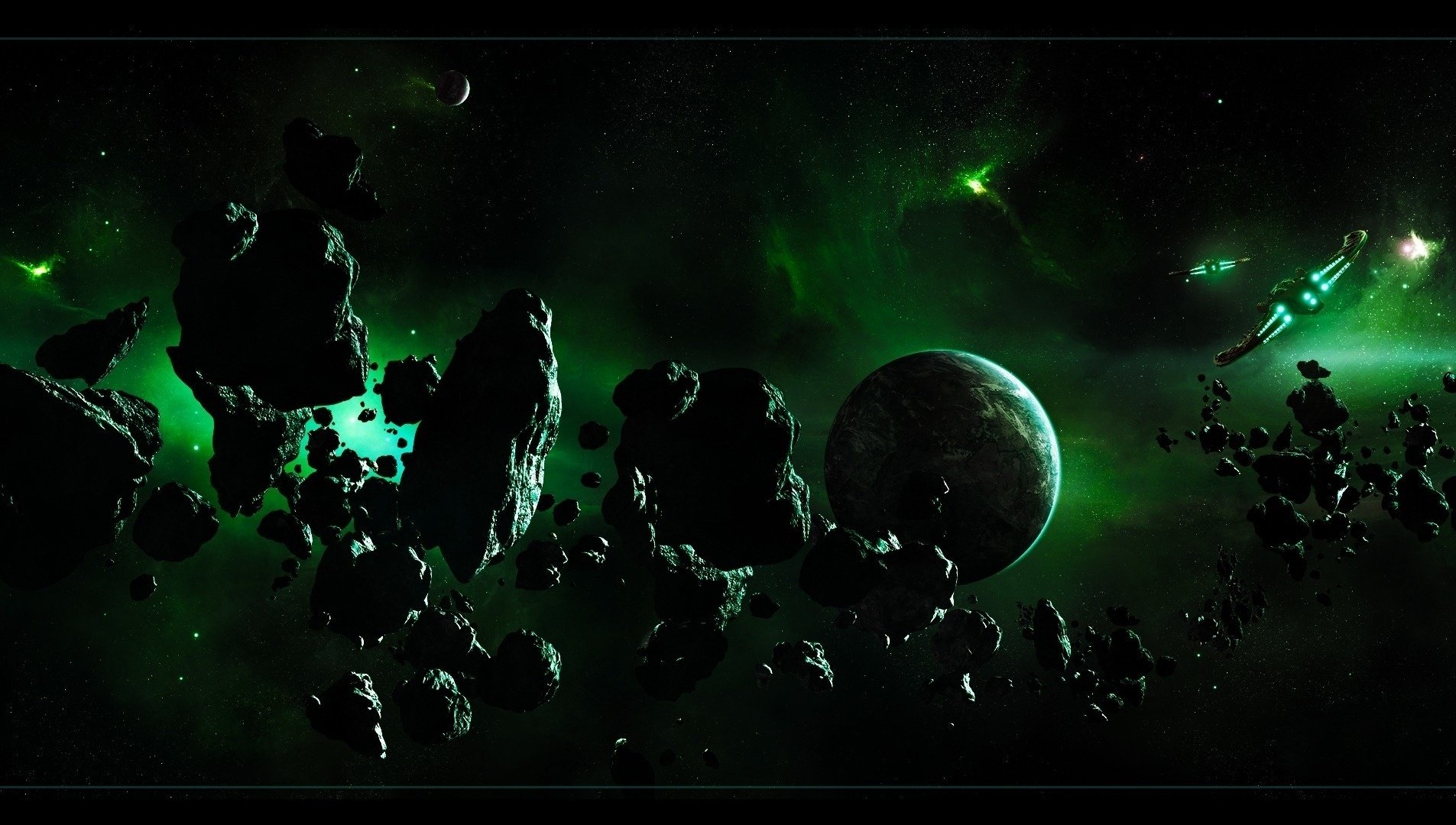 green light stones planet the universe galaxy space stars nebula fiction