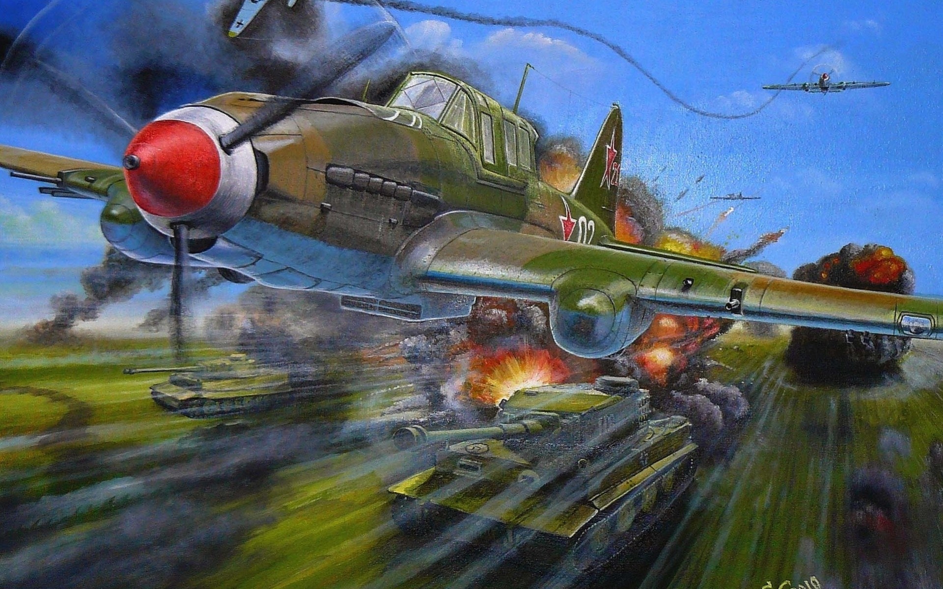 attack art plane bob il-2 soviet