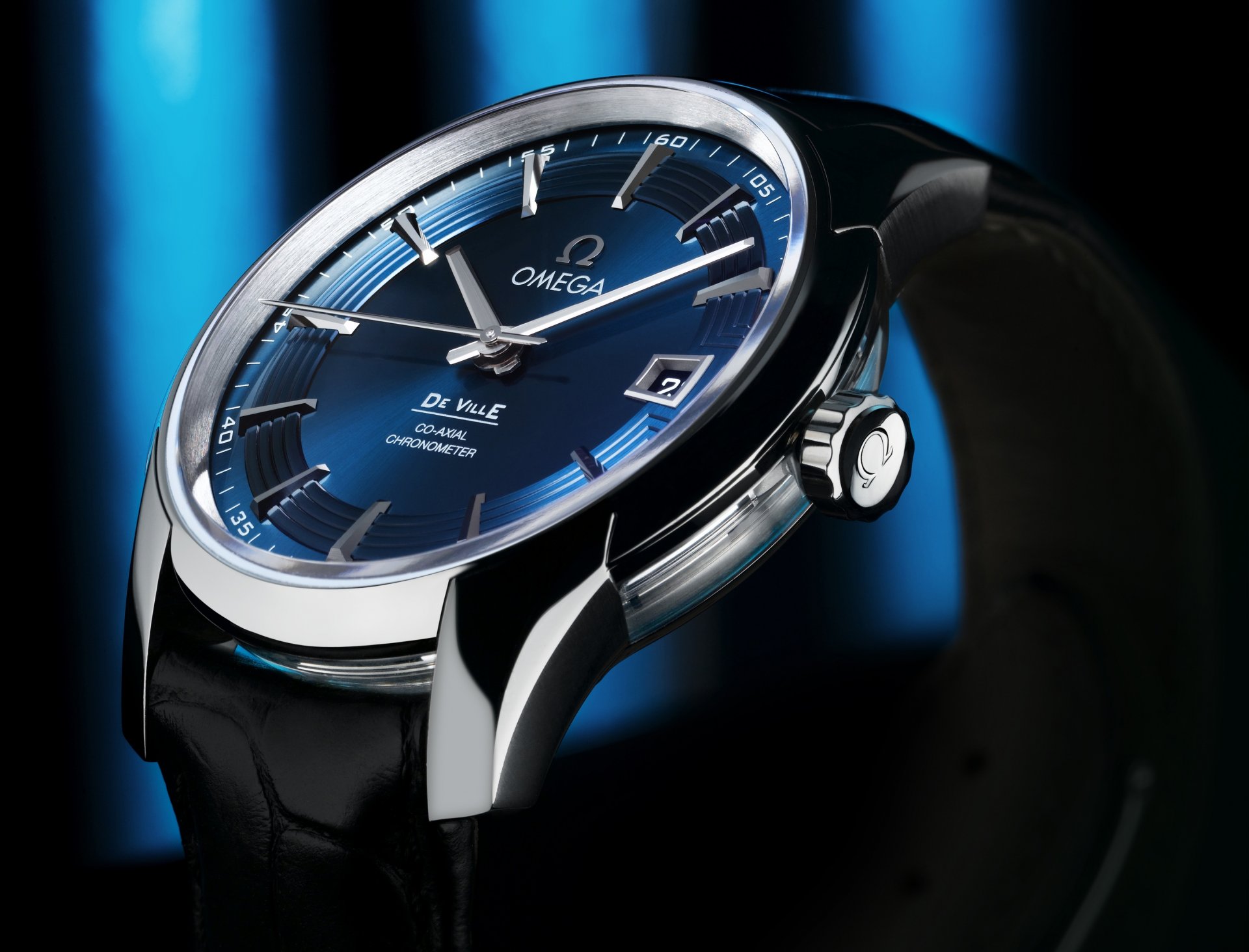 relojes omega de ville hour vision azul