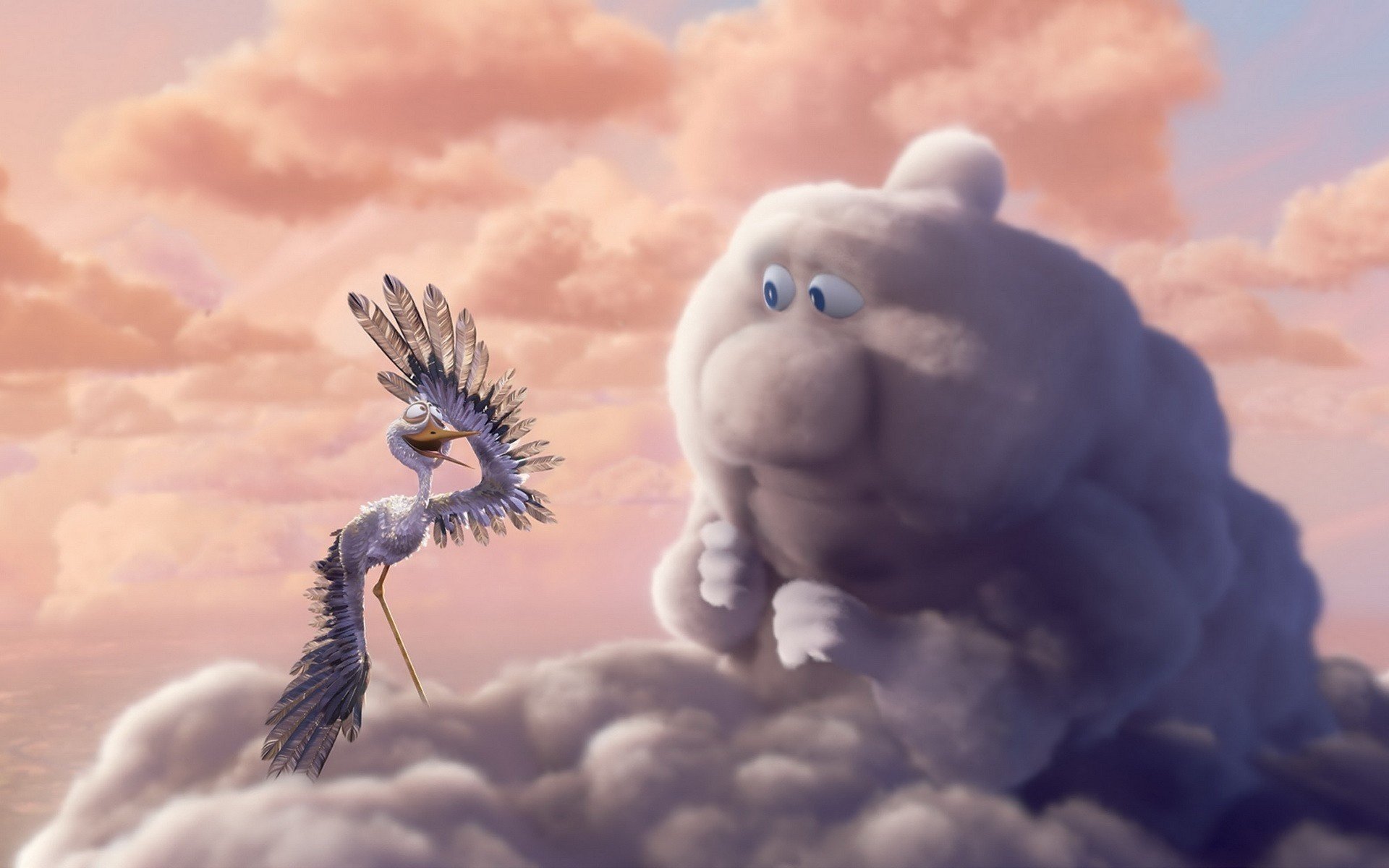 creation of nature clouds bird cartoon