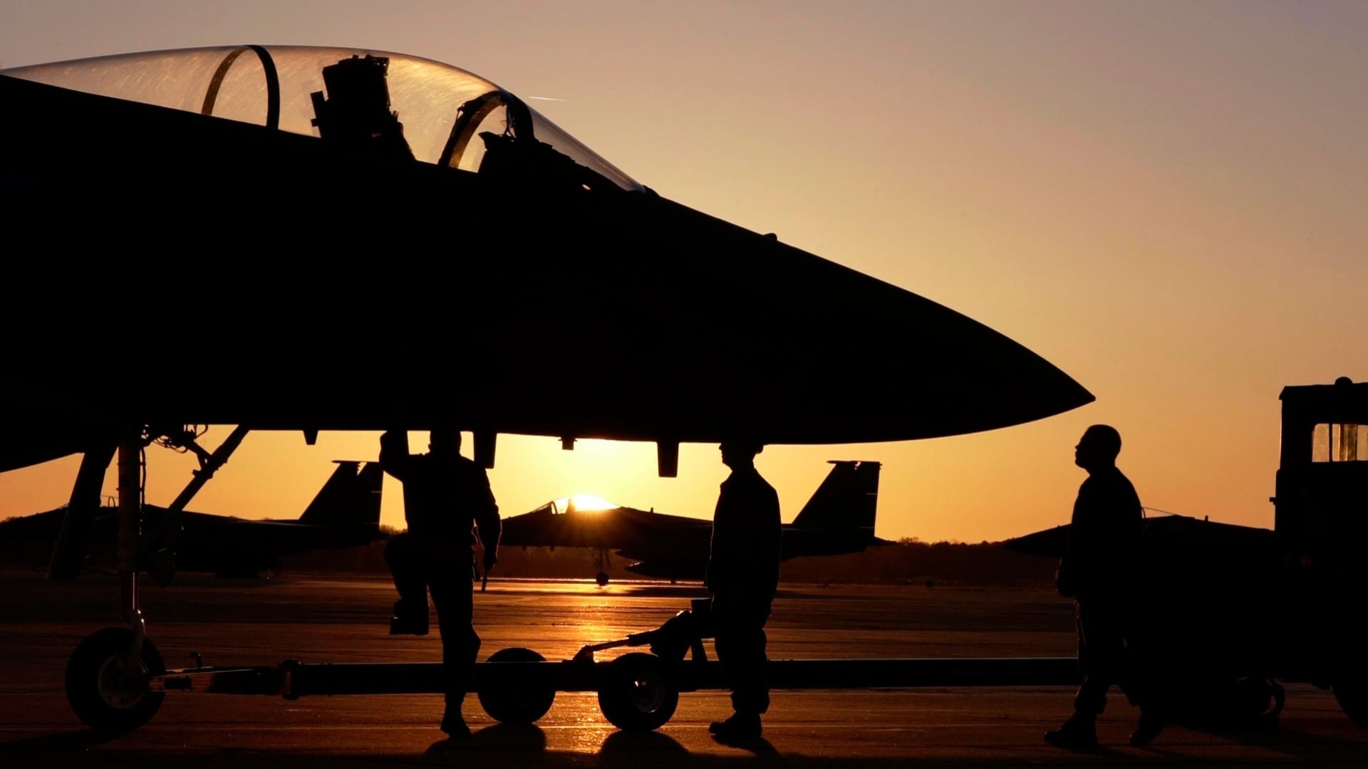 avión puesta del sol aeródromo militar f-15