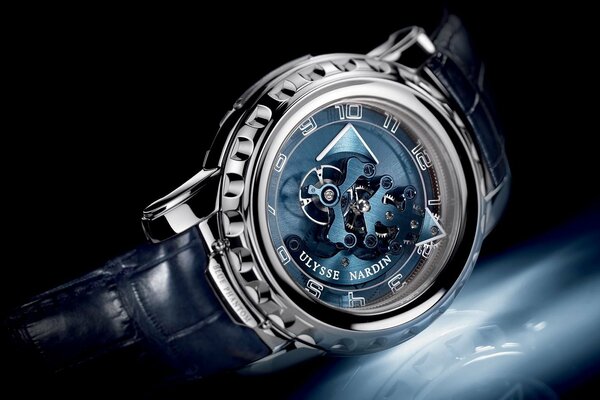 Elegant watch with blue phantom