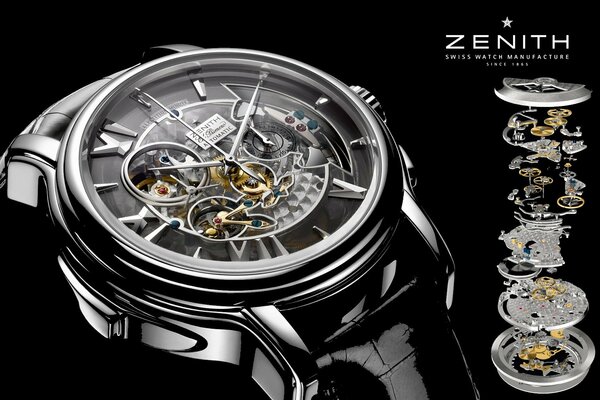 Zenith watch with a demonstration of the mechanism